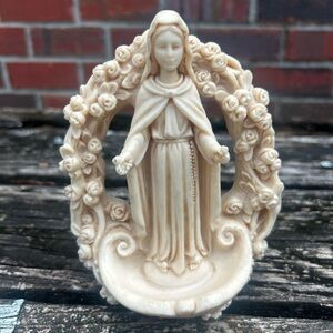 VTG 1989 Virgin Mary Madonna Maria Holy Water Wall Plaque Faro By Roman Italy E7